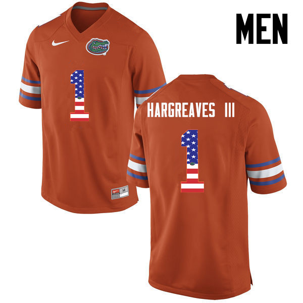 Men Florida Gators #1 Vernon Hargreaves III College Football USA Flag Fashion Jerseys-Orange - Click Image to Close